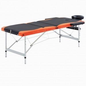 Camilla de masaje plegable 3 zonas aluminio negro y naranja D