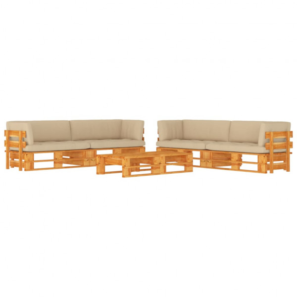 Muebles de palets 6 pzas y cojines madera pino impregnada miel Muebles de palets 6 pzas y cojines madera pino impregnada miel D