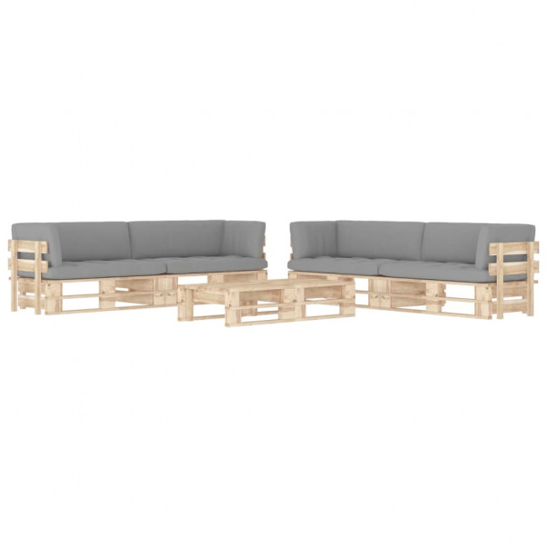 Mobiliário de paletes e almofadas de madeira de pinho impregnada D