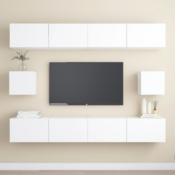Set de muebles de salón TV 6 piezas madera de ingeniería blanco D