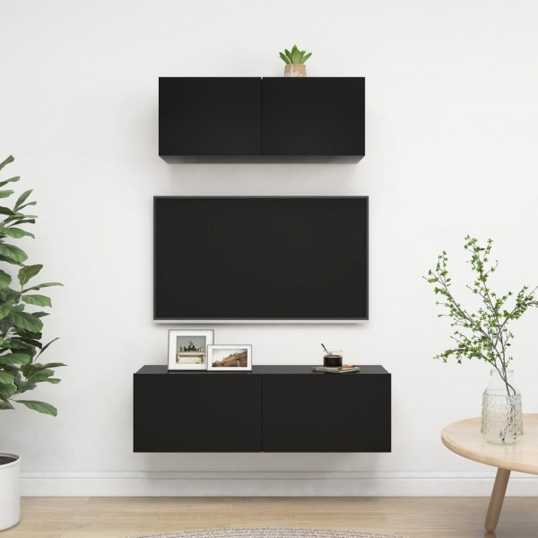 Set de muebles de salón TV 2 pzas madera de ingeniería negro D