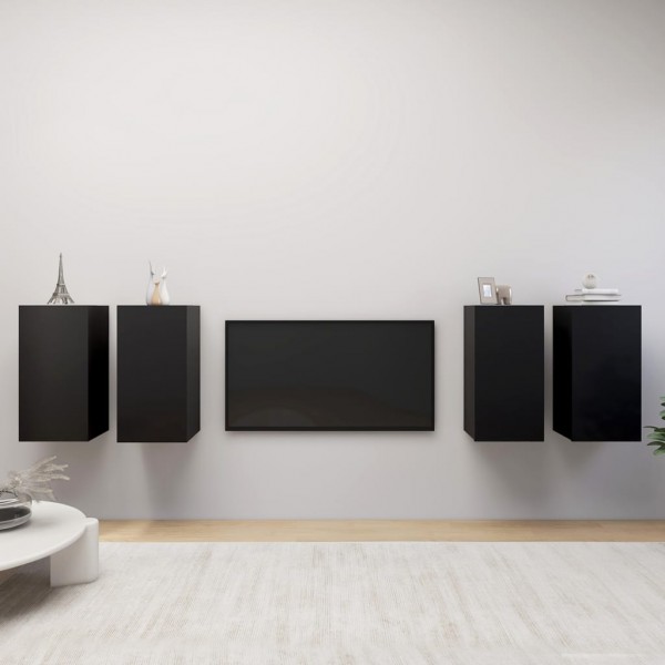 Muebles para TV 4 unidades aglomerado negro 30.5x30x60 cm D