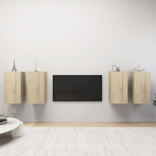 Conjunto de móveis de sala de estar 4 peças de carvalho Sonoma 30.5x30x60 cm D