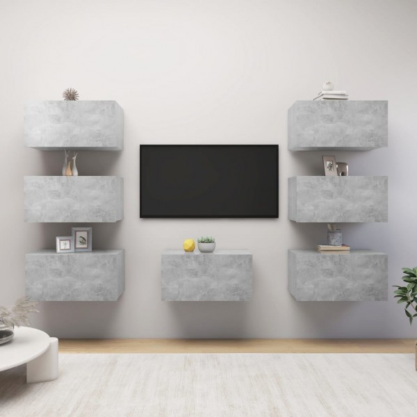 Muebles para TV 7 uds aglomerado gris hormigón 30.5x30x60 cm D