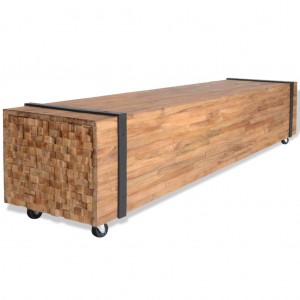 Mueble para TV madera teca macizo 110x30x32.5 cm D