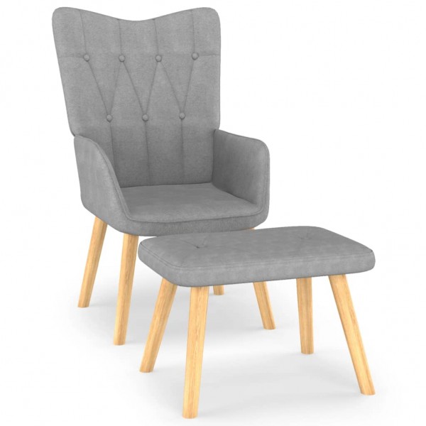 Silla de relajación con reposapiés tela gris claro Silla de relajación con reposapiés tela gris claro D