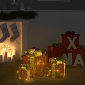 Caixas decorativas de presente de Natal 3 peças vermelhas D