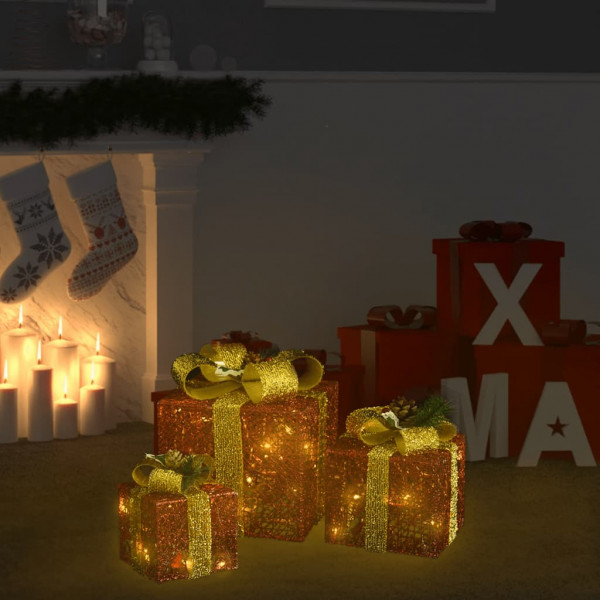 Cajas decorativas de regalo de Navidad 3 piezas rojo D