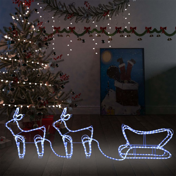 Decoración navideña para jardín renos y trineo 576 LEDs D