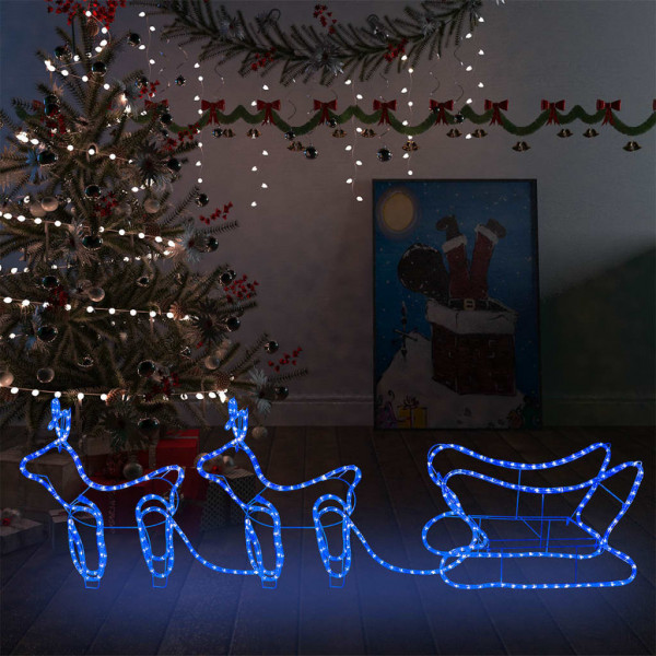 Decoración navideña para jardín renos y trineo 576 LEDs D