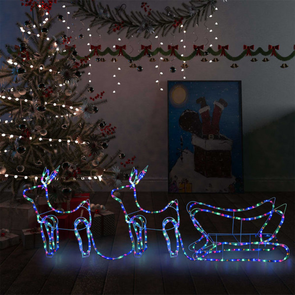 Renos y trineo de Navidad decoración jardín 576 LEDs D