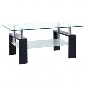 Mesa de centro vidro transparente preto temperado 95x55x40 cm D