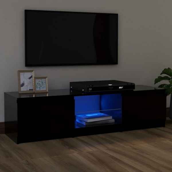 Mobiliário para TV com luzes LED pretas 120x30x35,5 cm D