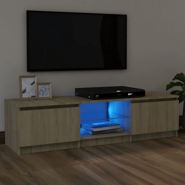 Armario TV con luces LED roble Sonoma 120x30x35.5 cm D