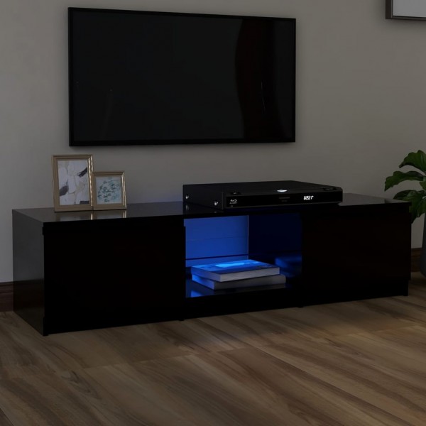 Mueble para TV con luces LED negro 140x40x35.5 cm D