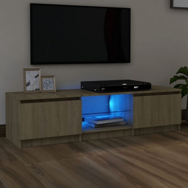 Armário de TV com luzes LED de carvalho Sonoma 140x40x35.5 cm D