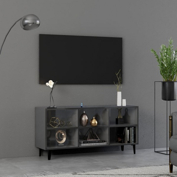 Móveis de televisão com patas de metal cinza brilhante 103,5x30x50 cm D