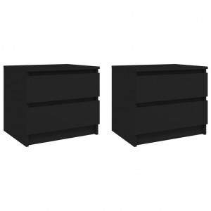 Mesitas de noche 2 uds madera contrachapada negro 50x39x43.5 cm D