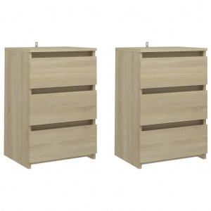 Mesitas de noche 2 uds contrachapada roble Sonoma 40x35x62.5cm D