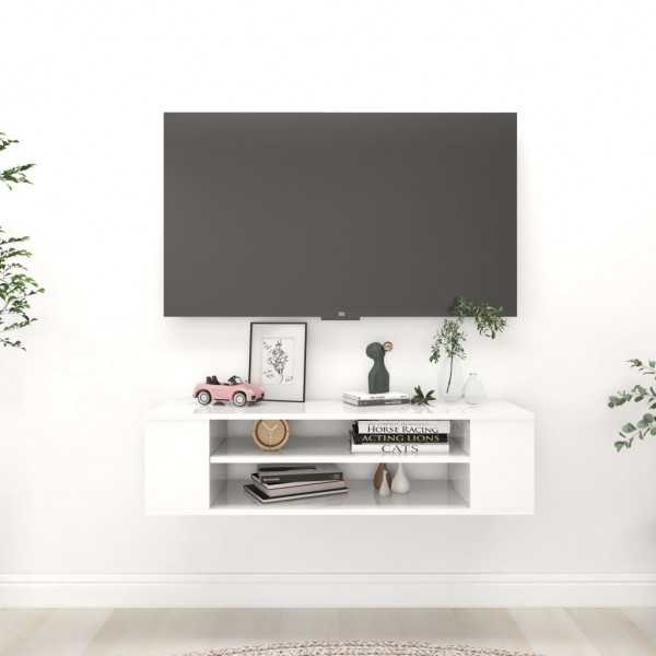 Mueble de TV colgante contrachapada blanco brillo 100x30x26.5cm D