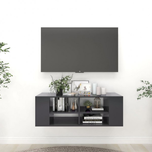Mueble de pared para TV aglomerado gris 102x35x35 cm D