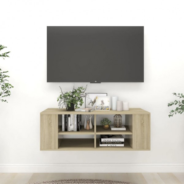 Mueble de pared de TV aglomerado color roble Sonoma 102x35x35cm Mueble de pared de TV aglomerado color roble Sonoma 102x35x35cm D