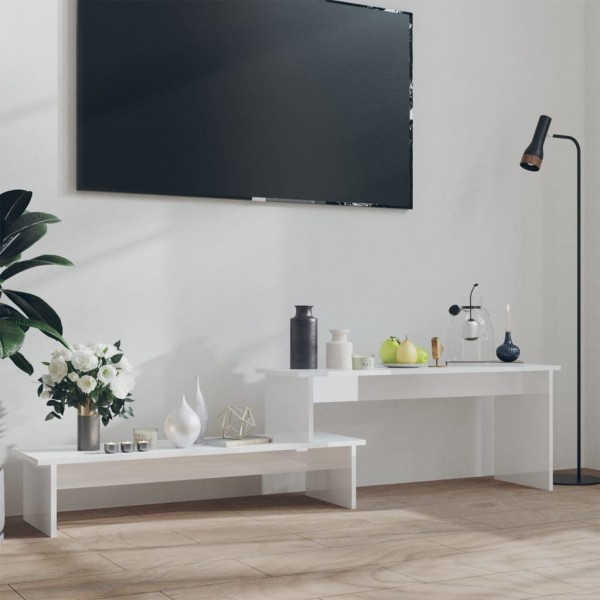 Mueble de TV madera contrachapada blanco brillante 180x30x43 cm D