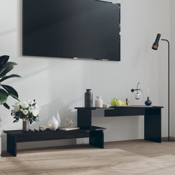 Mueble para TV madera contrachapada negro brillante 180x30x43cm D