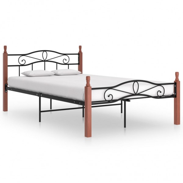 Estrutura de cama metálica e madeira maciça de carvalho 120x200 cm D