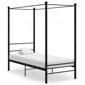 Estructura de cama con dosel metal negro 90x200 cm D