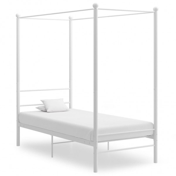 Estructura de cama con dosel metal blanco 90x200 cm D