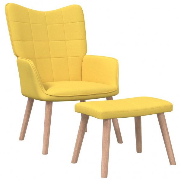 Cadeira de relaxamento com apoio de pés tecido amarelo mostarda D