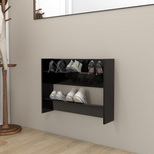 Zapatero de pared madera contrachapada negro 80x18x60 cm D