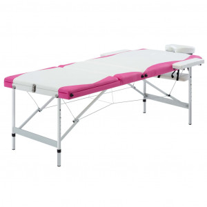 Escada de massagem dobrável 3 zonas de alumínio branco e rosa D
