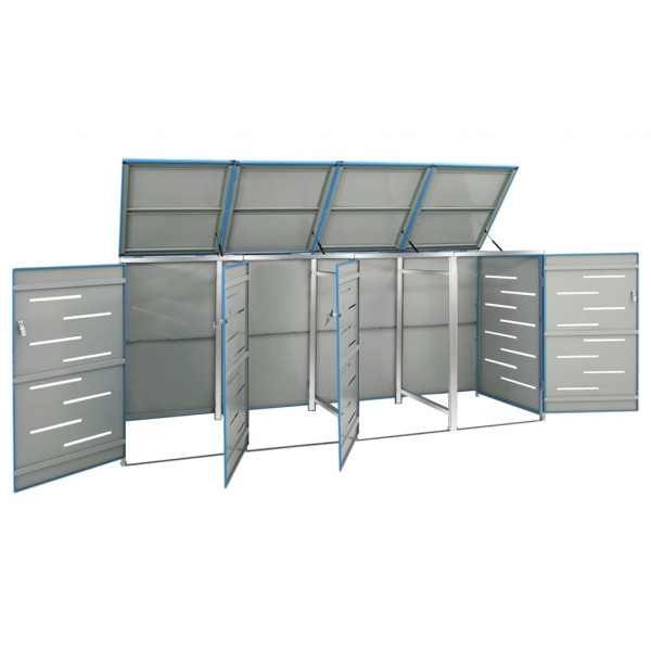 Cobertizo contenedor cuádruple acero inox 276.5x77.5x115.5 cm M 3