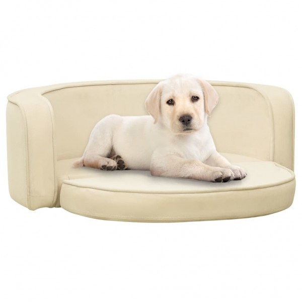 Sofá plegable para perros cojín lavable felpa crema 73x67x26 cm D