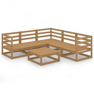 Muebles de jardín 6 piezas marrón miel madera maciza de pino D