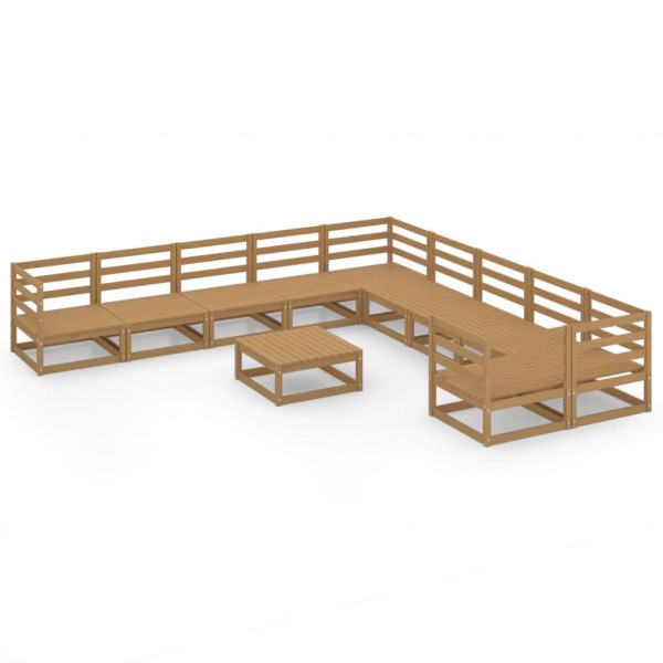 Muebles de jardín 11 piezas madera maciza de pino D