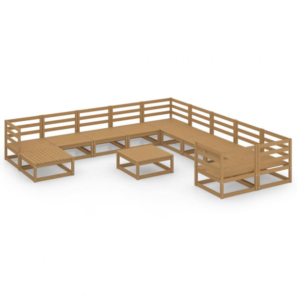 Muebles de jardín 12 piezas madera maciza de pino D