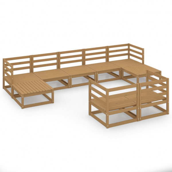 Muebles de jardín 9 piezas madera maciza de pino D