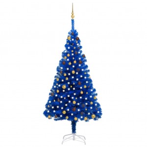 Árvore de Natal pré-iluminada com luzes e bolas azuis 210 cm D
