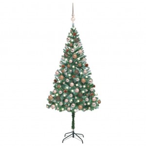 Árbol de Navidad artificial con LEDs. bolas y piñas 180 cm D