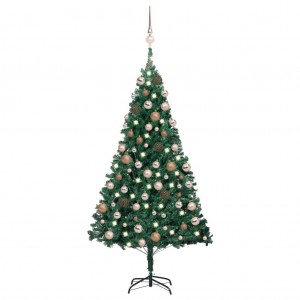 Árvore de Natal pré-iluminada com luzes e bolas verdes 120 cm D