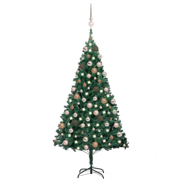 Árvore de Natal pré-iluminada com luzes e bolas verdes 180 cm D