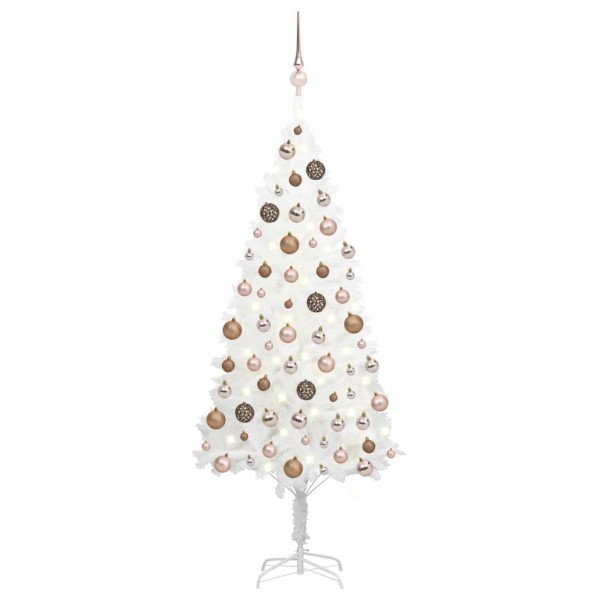 Árvore de Natal pré-iluminada com luzes e bolas brancas 150 cm D