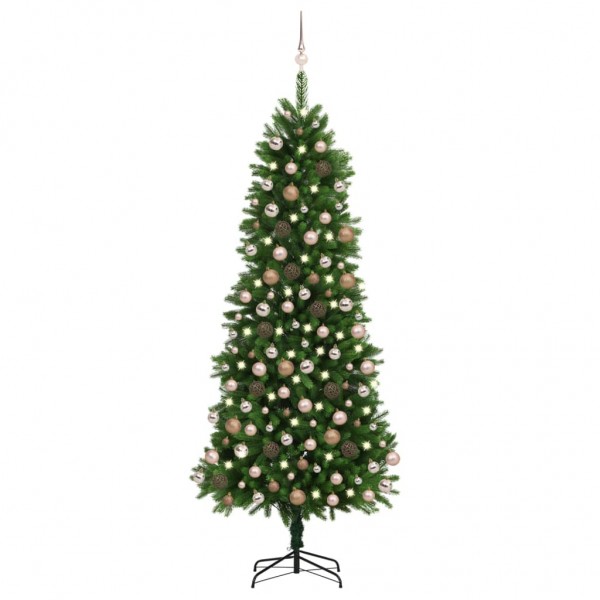 Árvore de Natal artificial com luzes e bolas verdes 240 cm D