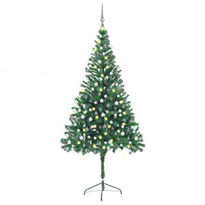 Árbol de Navidad artificial con luces y bolas 910 ramas 210 cm D