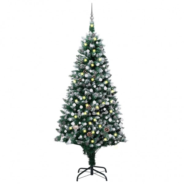 Árbol de Navidad artificial con LED. bolas y piñas 210 cm D