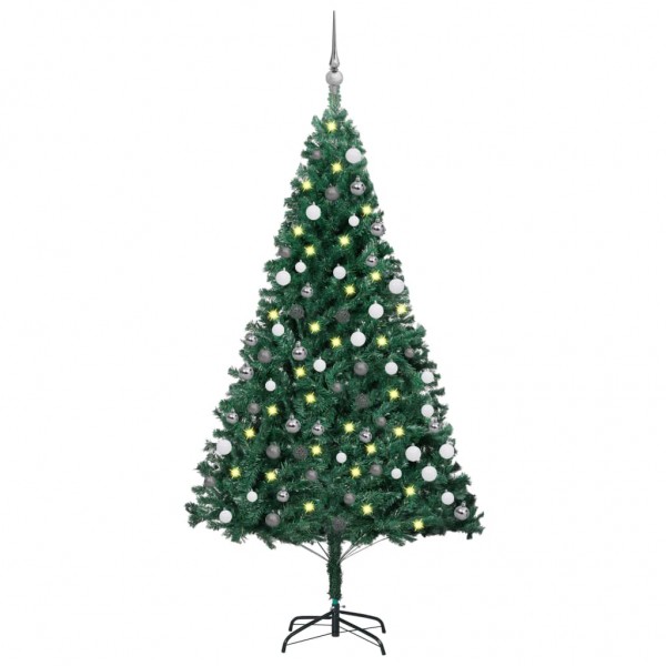 Árvore de Natal pré-iluminada com luzes e bolas verdes 120 cm D