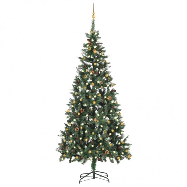 Árbol de Navidad preiluminado con luces y bolas 210 cm D